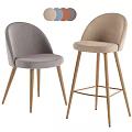 Modern Fabric Upholstered Dining Chair and Bar Stool with Wooden Legs and Color Options