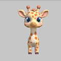 Cute Cartoon Giraffe Character With Big Blue Eyes Small Horns And Brown Spots