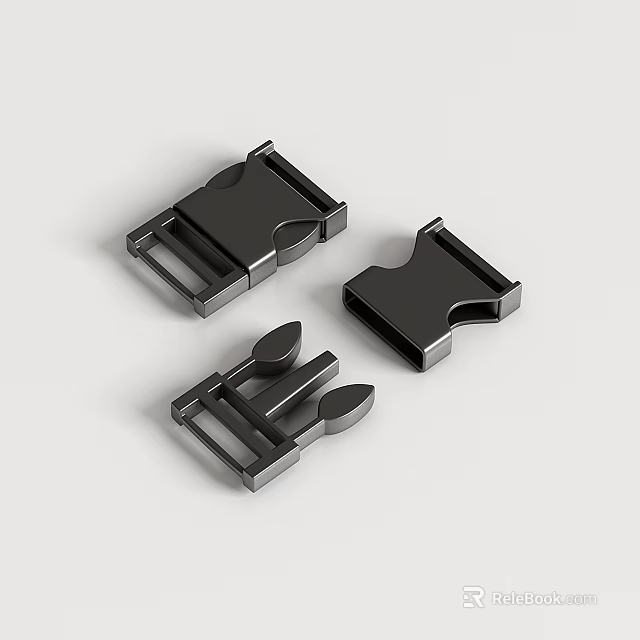 Black Metal Buckle Clasps For Bag Luggage Practical And Durable Design 3d model 
