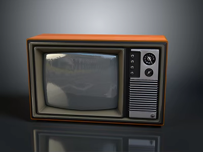 Vintage Orange Television Set With Retro Knobs And Classic Screen Design 3d model