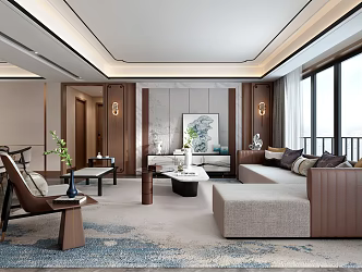 New Chinese Guest Restaurant Living Room Dining Room 3d model