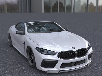 White BMW Convertible Sports Car With Black Top And Stylish Front Design 3d model