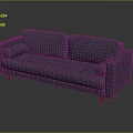 Modern Blue Fabric Two-Seater Sofa with Armrests and Orange Wooden Legs