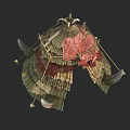 Traditional Handmade Headdress With Grass Feathers Red Fabric Cultural Design