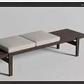 Modern Wooden Footstool With Two Cushioned Seats And Solid Frame Design 3d model