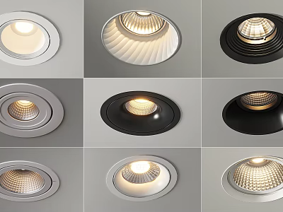 Various Modern Downlights And Spotlights With Stylish Designs And Different Colors For Home Lighting 3d model