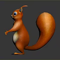 Cute Orange Squirrel Character With Blue Eyes Fluffy Tail Standing On Gray Background