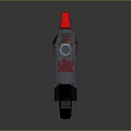 Futuristic Sci-Fi Weapon With Shiny Silver And Red Reflective Modern Design Details