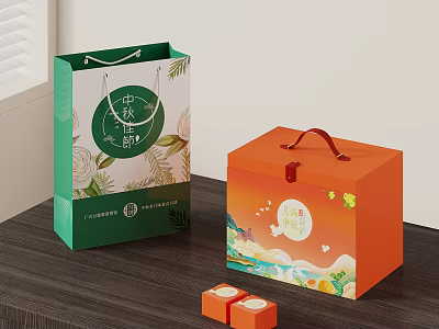 Mid-Autumn Festival Mooncakes In Colorful Decorative Gift Boxes With Traditional Design 3d model