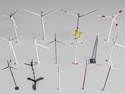 Heavy Duty Industrial Wind Turbines With Rotor Blades Steel Towers And Energy Generators 3d model