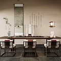 Traditional Tea Room Interior With Vase Teaset And Hanging Lantern