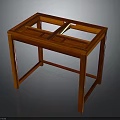 Stylish Mahogany Frame Table With Clear Glass Top And Stable Legs
