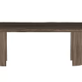 Modern Wooden Dining Table With Rectangular Top And Cylindrical Solid Legs 3d model