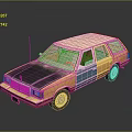 Vintage Station Wagon With Orange Blue Beige Two Tone Exterior And Classic Design