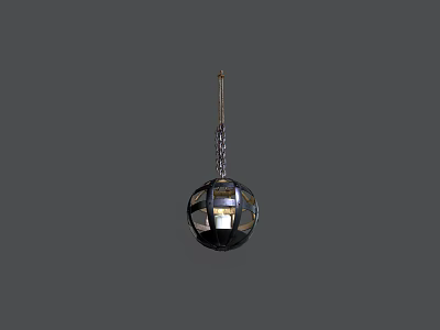 Black Hanging Mirror Ball Decoration With Chain And Reflective Fragments 3d model