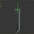 Futuristic Sword With Dark Textured Blade And Green Glowing Dots Design