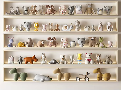 Diverse Trophy Medal Collection Displayed On Shelves With Various Styles Sizes And Materials 3d model