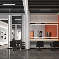 Modern Hair Salon Interior With Orange Wall Mirrors Black Chairs Pictures And Lighting