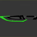 Futuristic Green And Black Tactical Knife With Metallic Handle And Sharp Blade