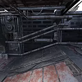 Industrial Mechanical Interior With Metal Pipes Rusted Floor And Cables