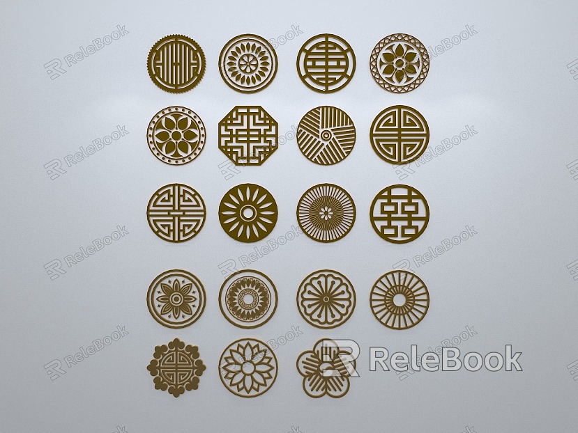 Chinese-style window grilles silhouette pane window sill border openwork window model