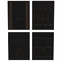 Black Double Doors With Elegant Golden Decorative Patterns And Modern Design 3d model