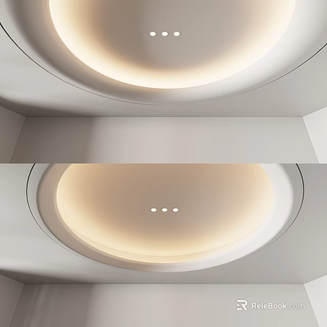 Modern Circular Ceiling Design With Soft Recessed Lighting White Smooth Surface And Elegant Glow 3d model 