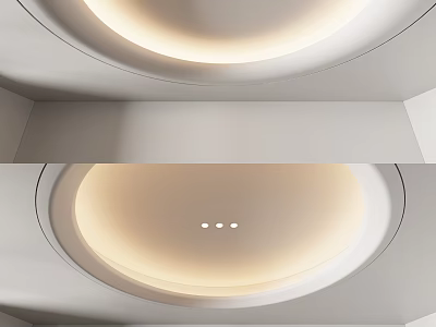 Modern Circular Ceiling Design With Soft Recessed Lighting White Smooth Surface And Elegant Glow 3d model