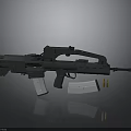 Detailed Black Tactical Rifle With Magazines And Bullets On Studio