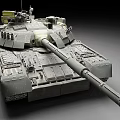 Military Armored Tank With Long Gun Barrel Heavy Tracks And Armored Hull