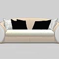 Modern Cream Sectional Sofa Featuring Black And White Decorative Cushions 3d model