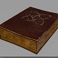Elegant Dark Red Box With Golden Carved Pattern On Leather Surface And Wooden Base