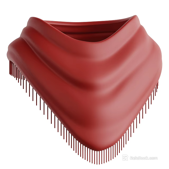 Red Decorative Ornament Set With Wavy Curved Design And Thin Strip Details 3d model 