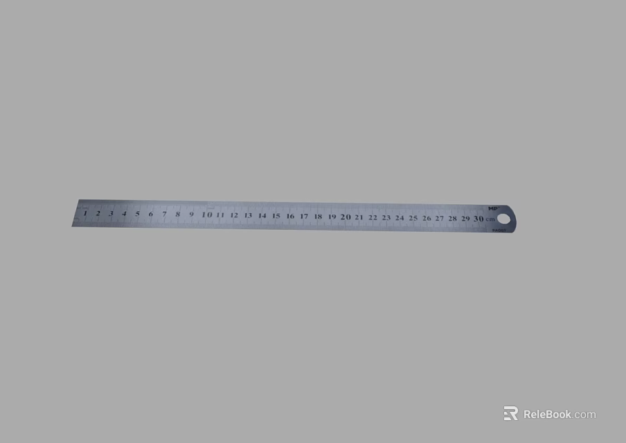 Household Metal Ruler With Clear Scale Measurements And Hanging Hole Design 3d model 