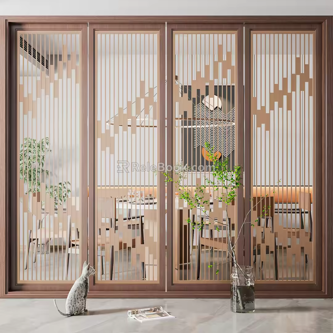 New Chinese-style screen partition screen 3d model