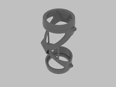 Gray 3D Printed Mechanical Part With Circular Rings And Connecting Structure 3d model