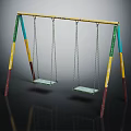 Colorful Outdoor Swing With Two Seats And Metal Chains Frame