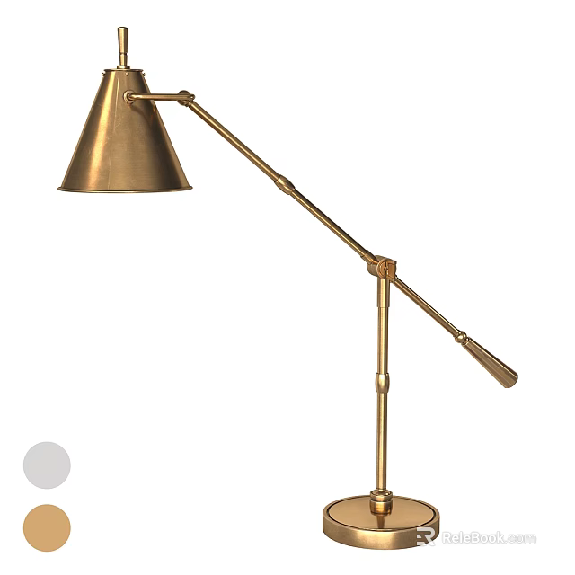 Modern Brass Table Lamp With Adjustable Arm And Minimalist Design 3d model