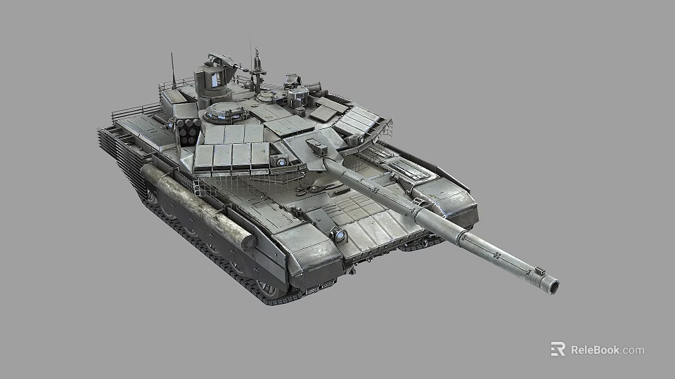 Modern Main Battle Tank With Long Gun Barrel Heavy Armor Tracks And Top Equipment 3d model 