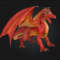 Fiery Red Dragon With Large Spread Wings Sharp Claws And Scales 3d model