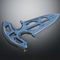 Blue Modern Futuristic Dagger With Hollow Design And Sharp Metallic Blade