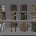 Collection Of Stylish Stools With Various Designs Shapes And Wooden Woven Materials For Home Decor