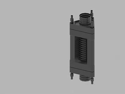 Black Mechanical Component Featuring Coil Spring And Cylindrical Ends Structure 3d model