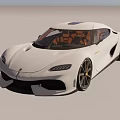 White Luxury Sports Car With Sleek Design Orange Interior And Black Wheels In Modern Showroom