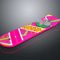 Vibrant Pink Skateboard For Daily Use With Colorful Patterns Green Accents And Yellow Details