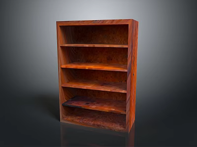 Sturdy Classic Wooden Bookshelf With Multiple Open Shelves And Natural Finish 3d model