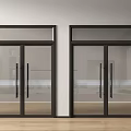 Sleek Modern Double Doors With Black Frame And Glass Panels Design