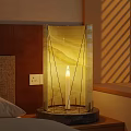 Modern Table Lamp With Glass Shade Candle Wick Design And Warm Light On Bedroom Nightstand