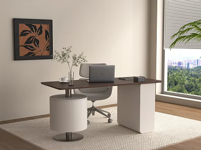 Modern Desk and Chair Combination Computer Book Ornaments 3d model