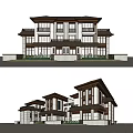 Modern Semi Detached Villa Exterior Design With Large Windows Balconies And Roof Features